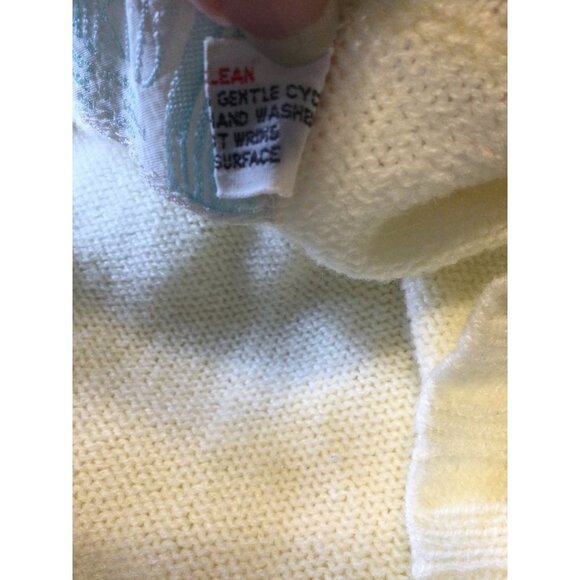 Vintage Womens Sweater Acrylic Ribbed Button Front Knit Cardigan Beige Small - Picture 7 of 7